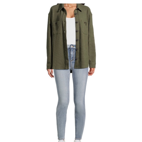 NWT Time and Tru Olive Button Down Shacket - Picture 7 of 10
